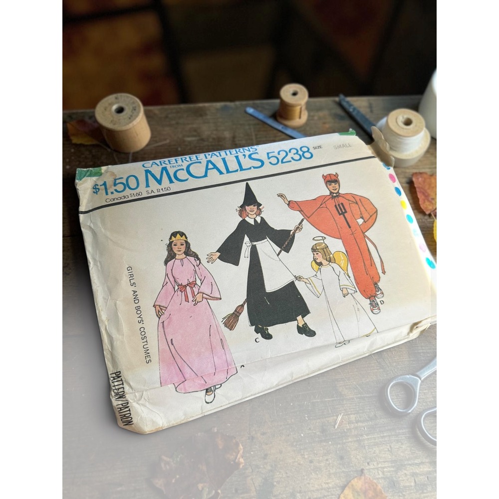 Vintage 1976 McCalls 5238 Costume Pattern Witch Halloween Craft Sew Scrapbook